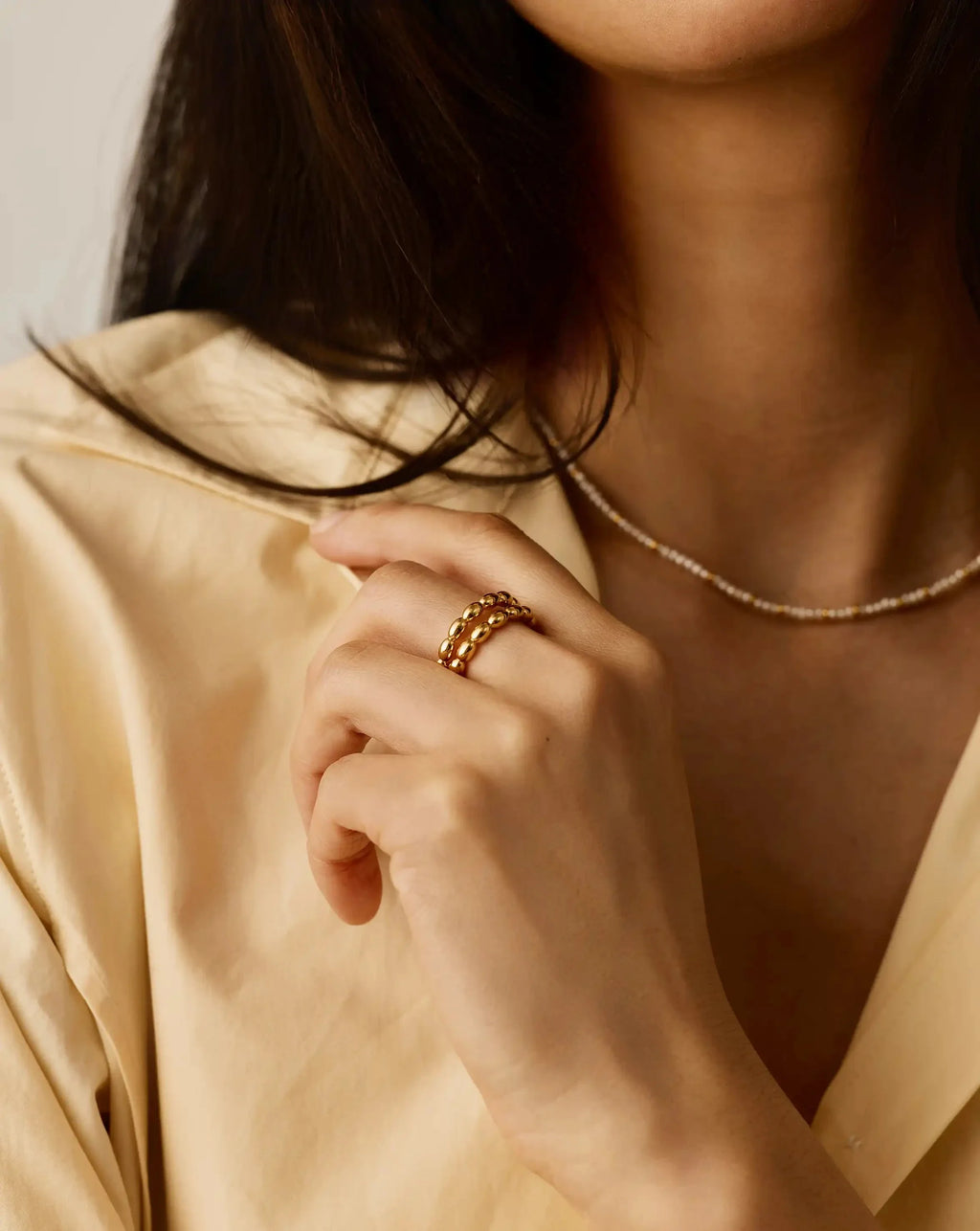 Molten Olive Stacked Ring | 18ct Gold Plated