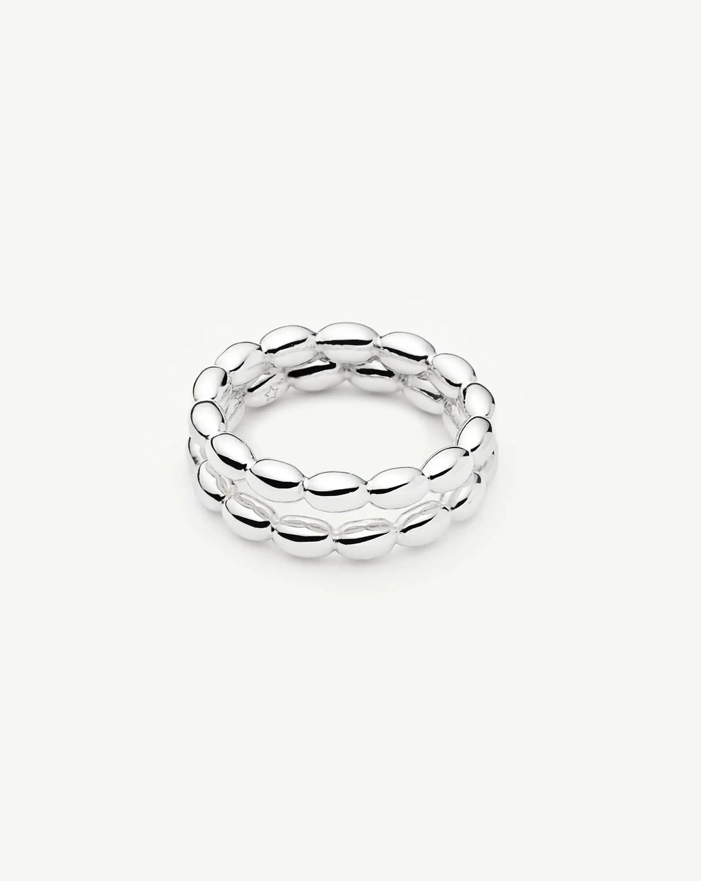 Molten Olive Stacked Ring | Silver Plated