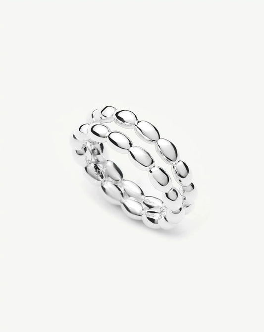 Molten Olive Stacked Ring | Silver Plated