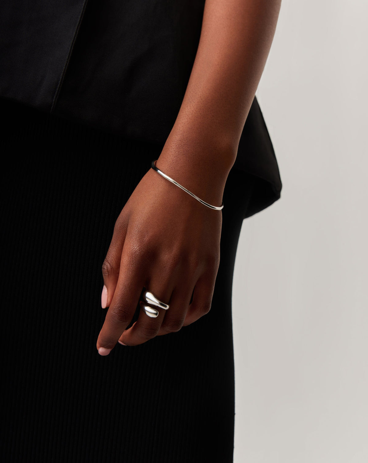 Molten Ripple Bangle | Silver Plated