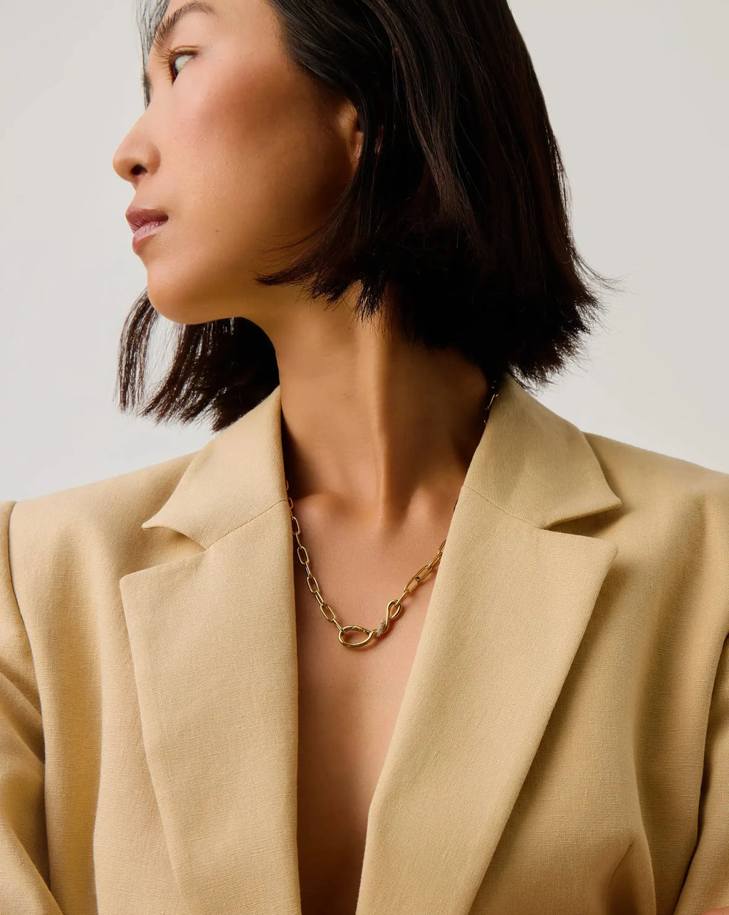 Molten Snow Paperclip Chain Necklace | 18ct Gold Plated/Cubic Zirconia