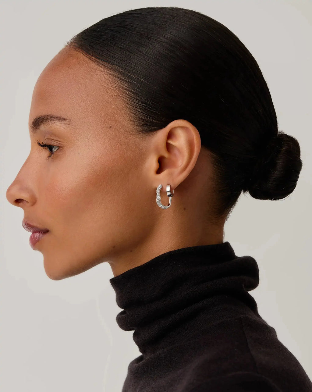 Molten Snow Small Hoop Earrings | Silver Plated/Cubic Zirconia