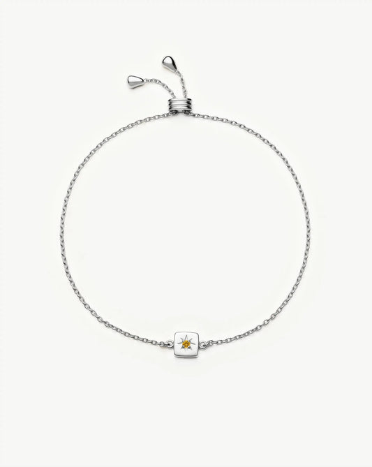 November Birthstone Slider Bracelet | Silver Plated/Citrine