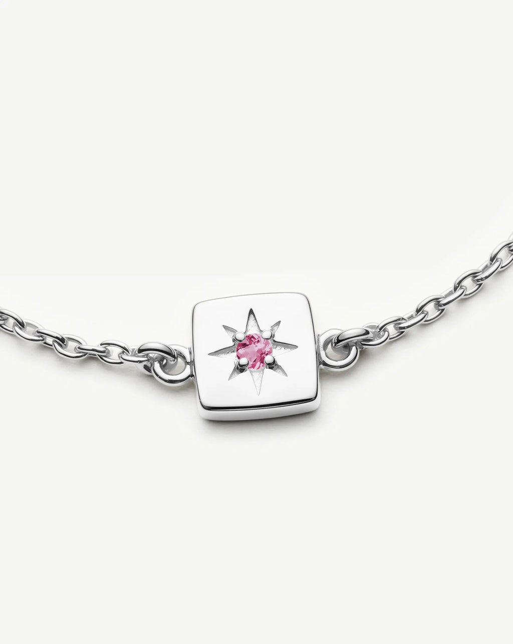 October Birthstone Slider Bracelet | Silver Plated/Pink Tourmaline