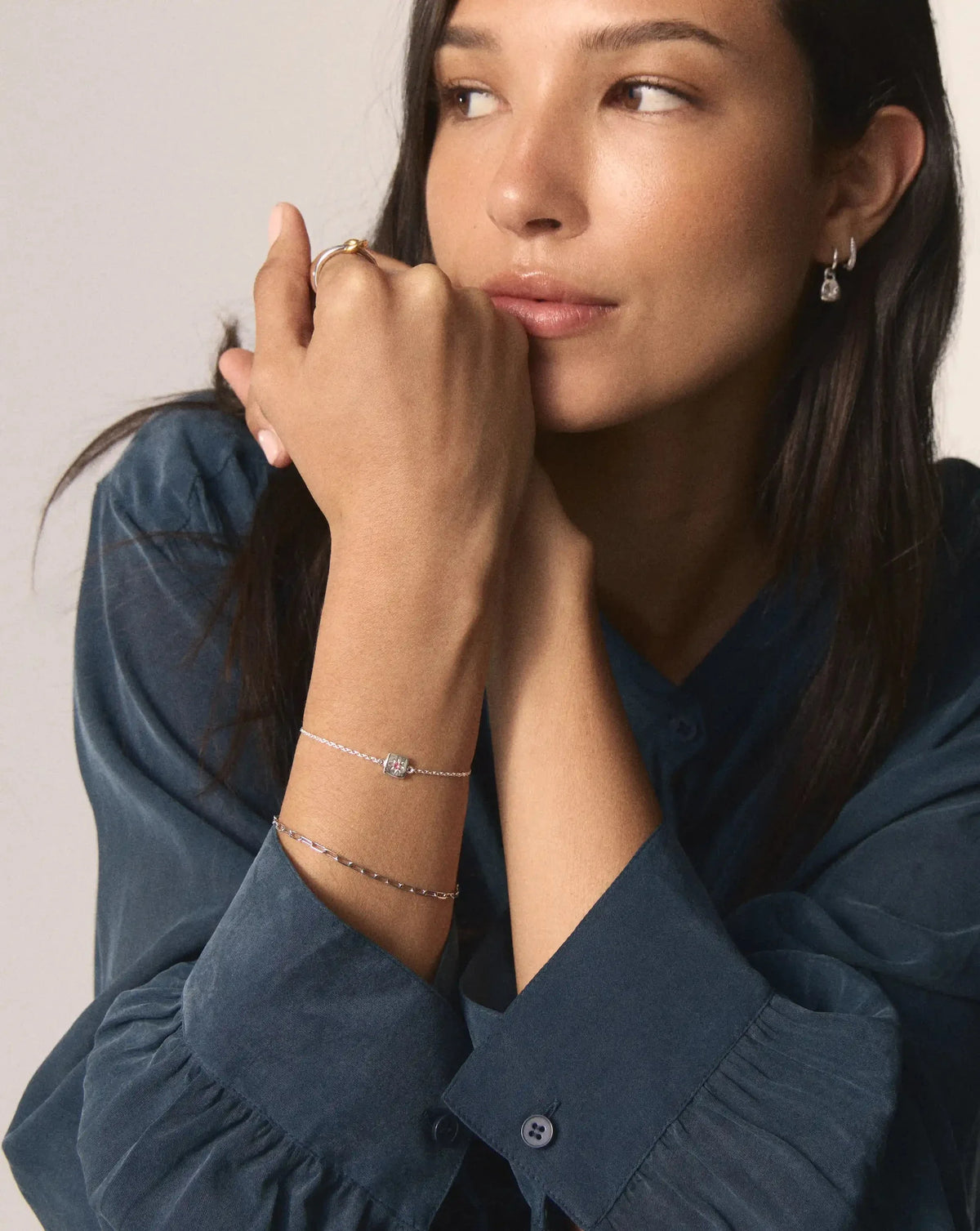October Birthstone Slider Bracelet | Silver Plated/Pink Tourmaline