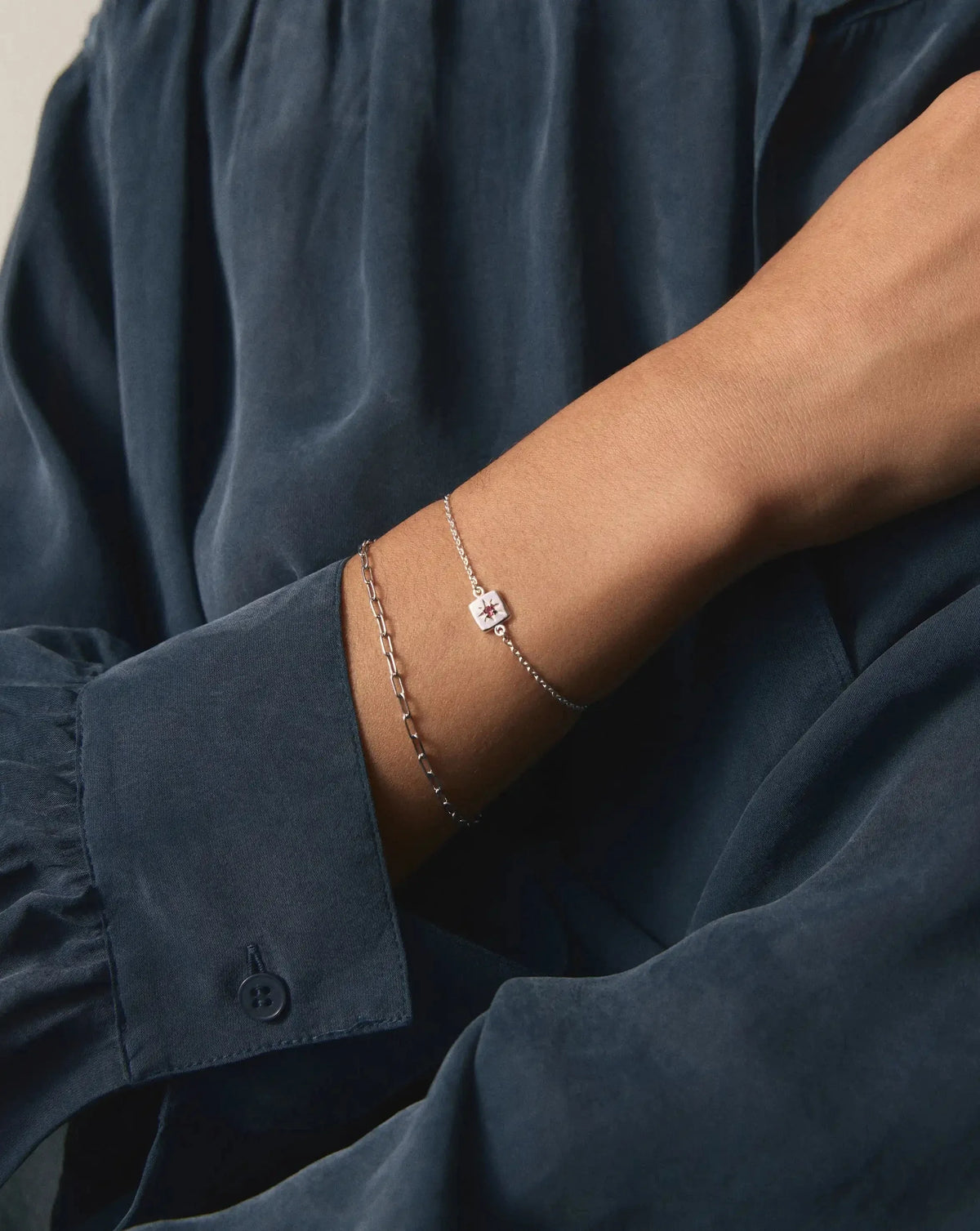 October Birthstone Slider Bracelet | Silver Plated/Pink Tourmaline