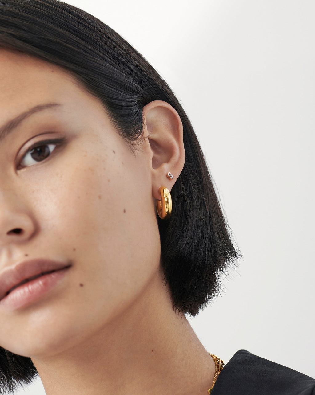 Pave Initial Single Stud Earring - Initial S | 18ct Gold Vermeil/Cubic Zirconia