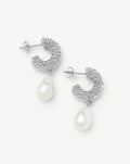 Pearl Baya Charm Hoop Earrings | Silver Plated/Pearl