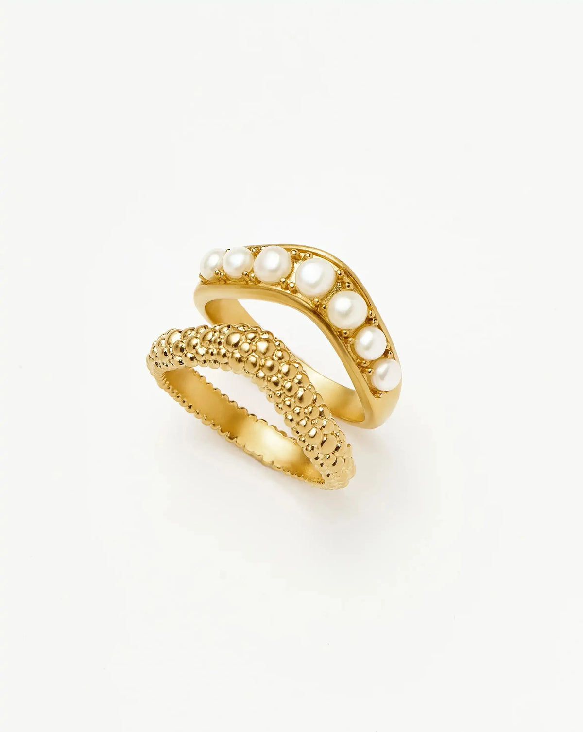 The Pearl-fect Stacking Ring Set | 18ct Gold Plated/Pearl