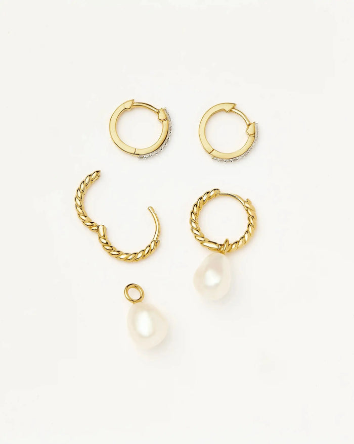 The Girl with the Pearl Earring Set | 18ct Gold Vermeil/Pearl/Cubic Zirconia