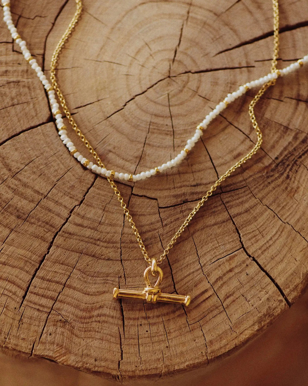 Ridge T-Bar Chain Necklace | 18ct Gold Plated