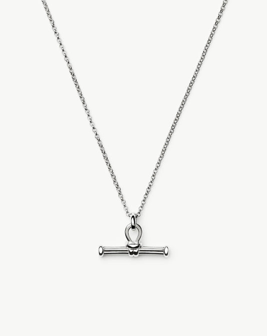 Ridge T-Bar Chain Necklace | Silver Plated