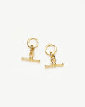 Ridge T-Bar Charm Hoop Earrings | 18ct Gold Plated