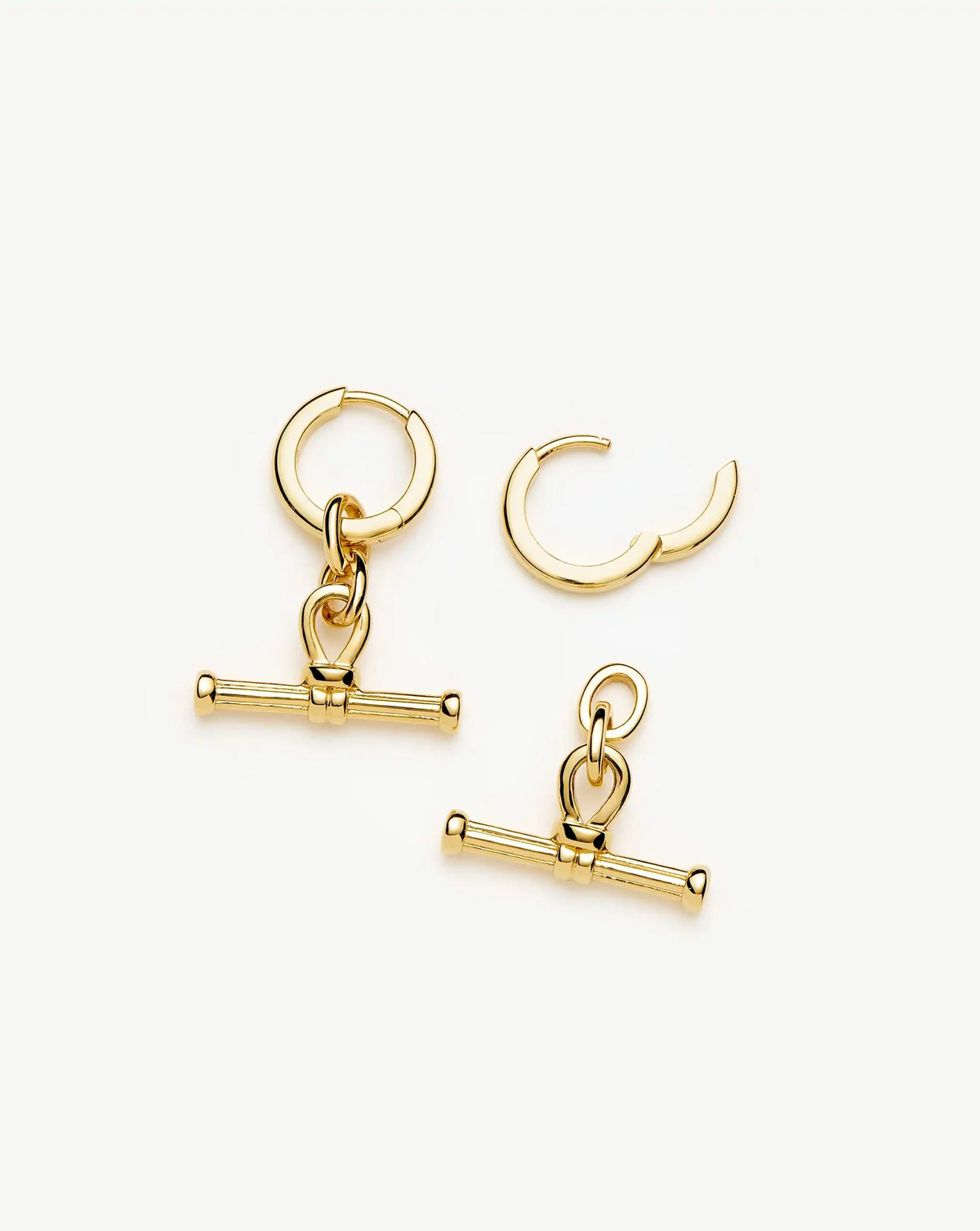 Ridge T-Bar Charm Hoop Earrings | 18ct Gold Plated