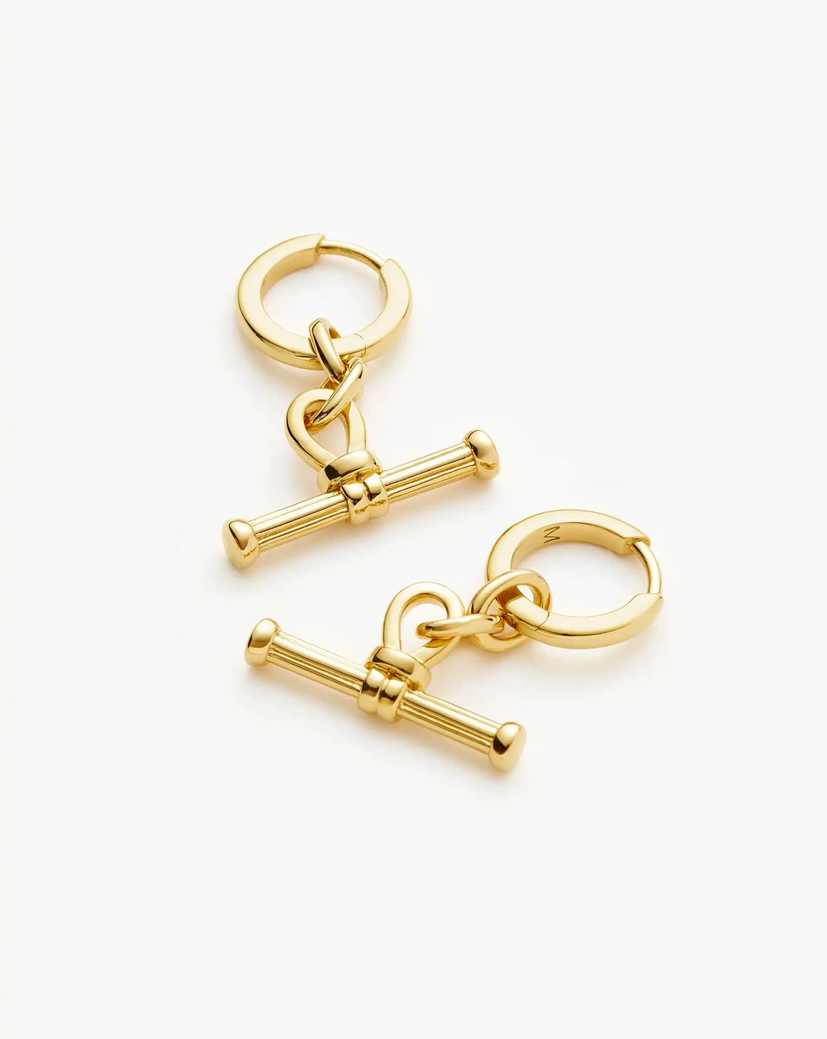 Ridge T-Bar Charm Hoop Earrings | 18ct Gold Plated