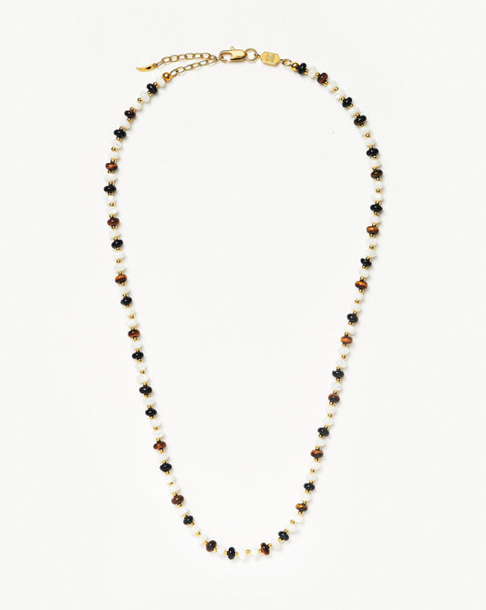 Savi Pearl & Gemstone Beaded Necklace | 18ct Gold Plated/Multi