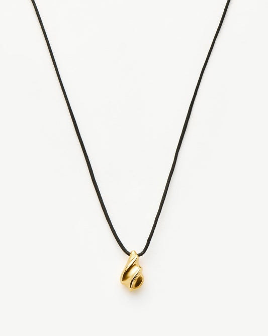 Savi Ridge Droplet Pendant Cord Necklace | 18ct Gold Plated