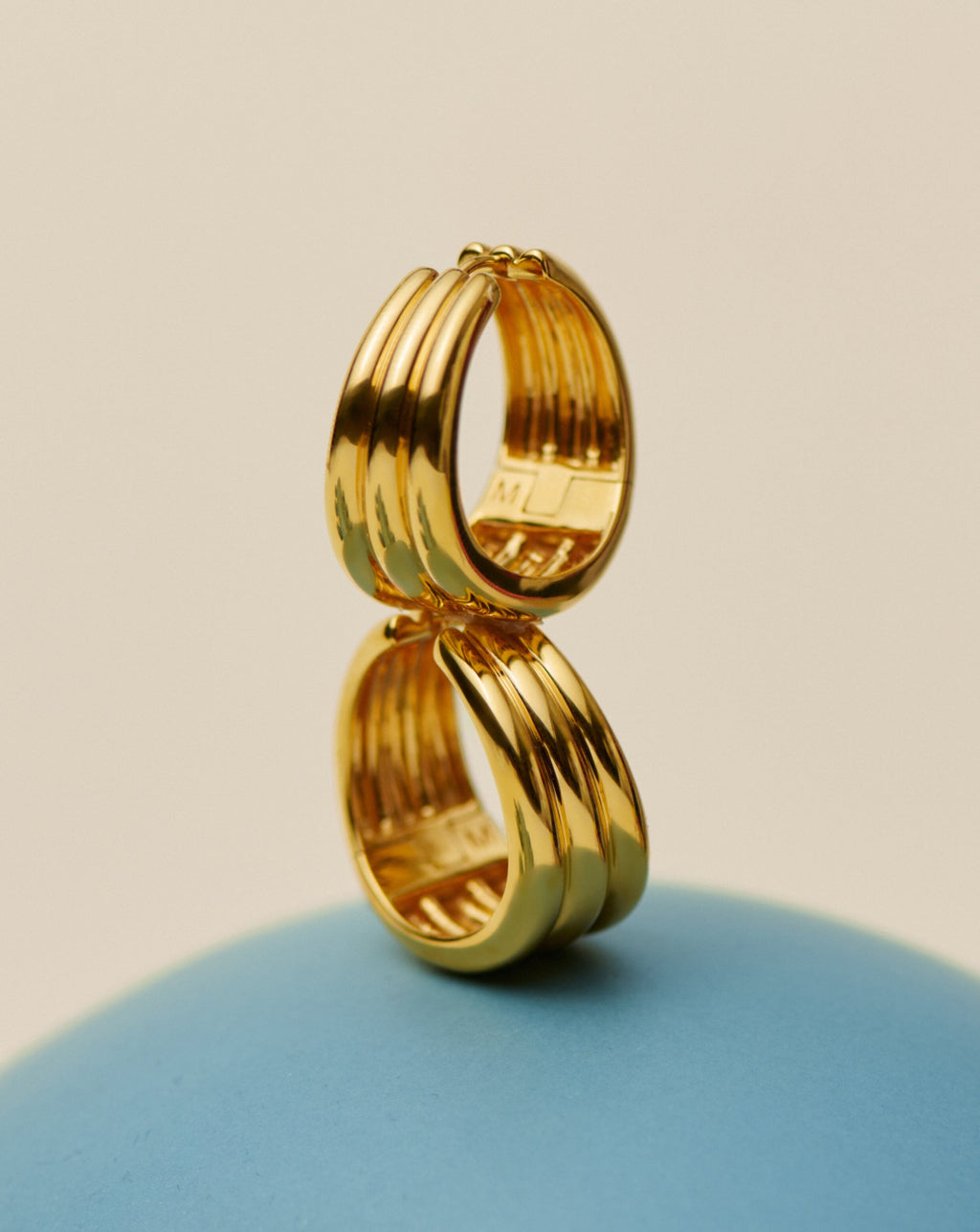 Savi Triple Ridge Hoop Earrings | 18ct Gold Plated