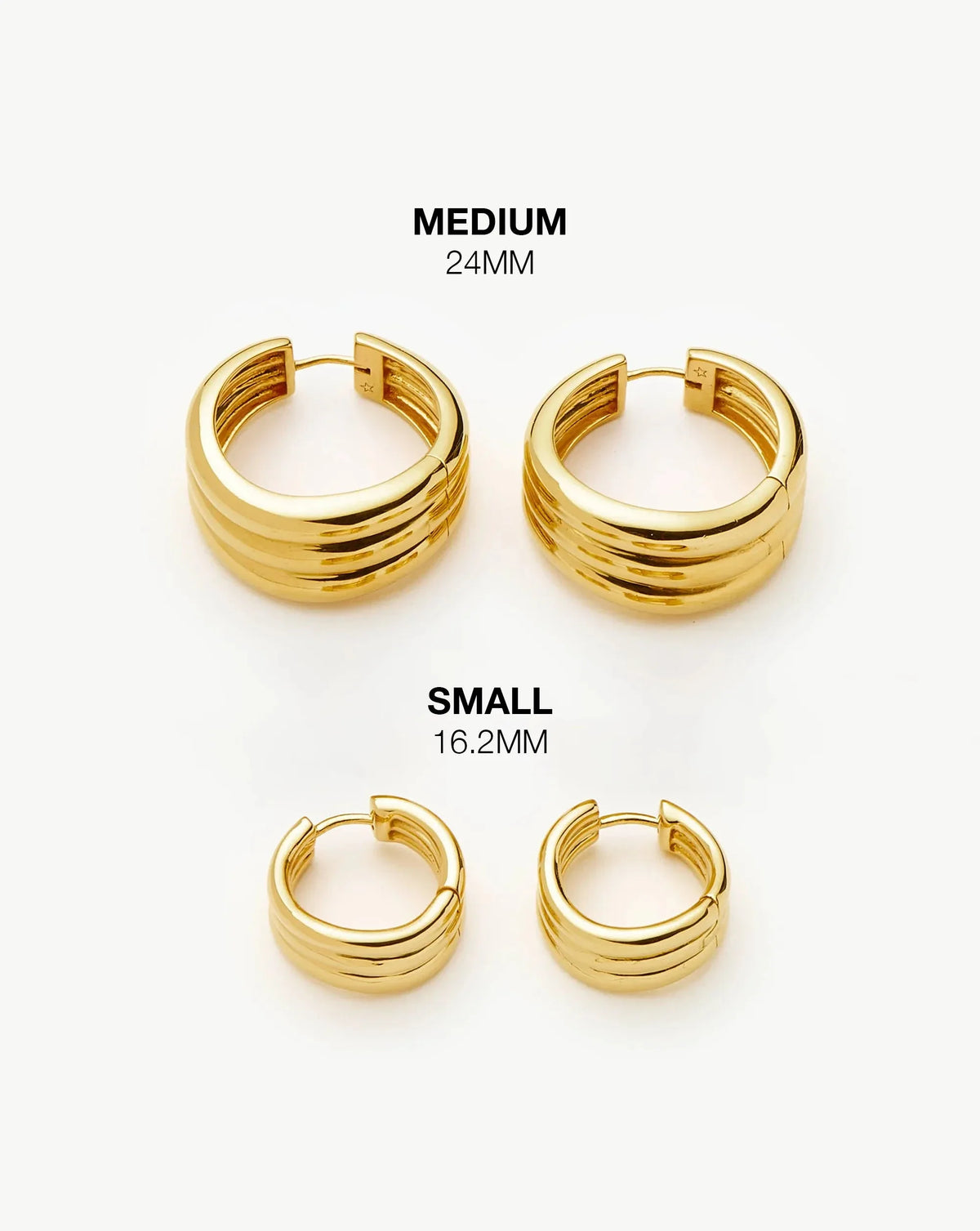 Savi Triple Ridge Hoop Earrings | 18ct Gold Plated