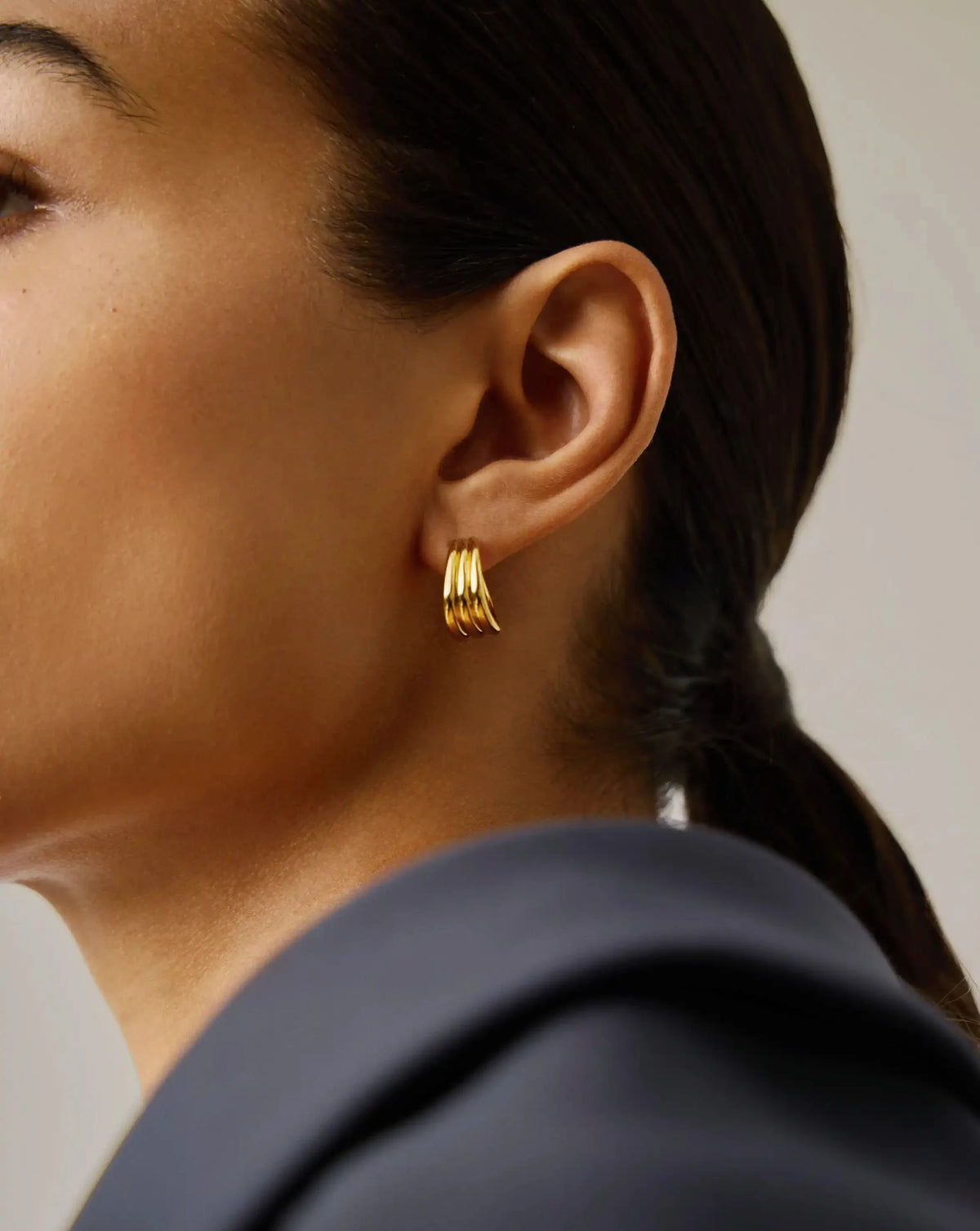 Savi Triple Ridge Hoop Earrings | 18ct Gold Plated