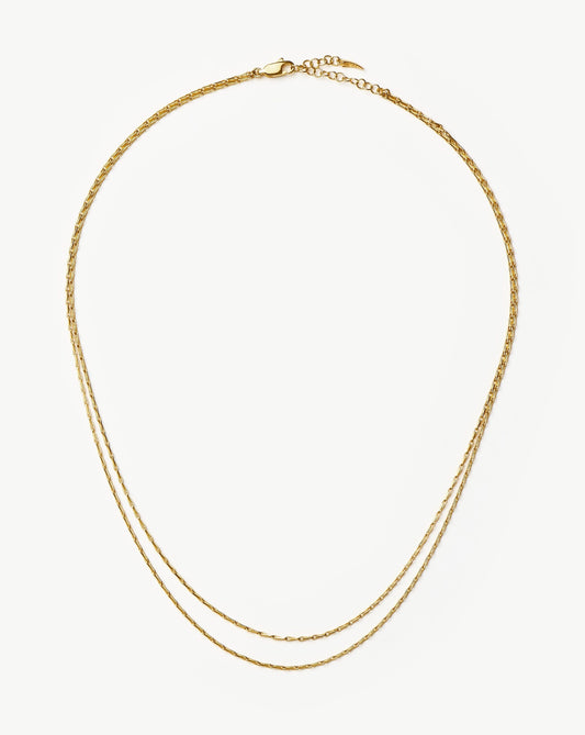 Savi Twisted Double Chain Necklace | 18ct Gold Plated
