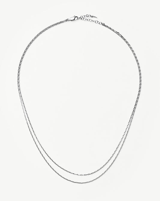 Savi Twisted Double Chain Necklace | Silver Plated