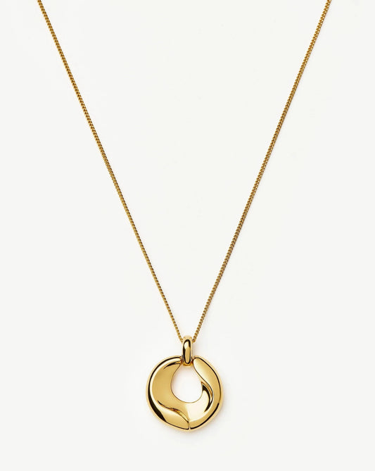 Sculptural Ridge Molten Pendant Necklace | 18ct Gold Plated