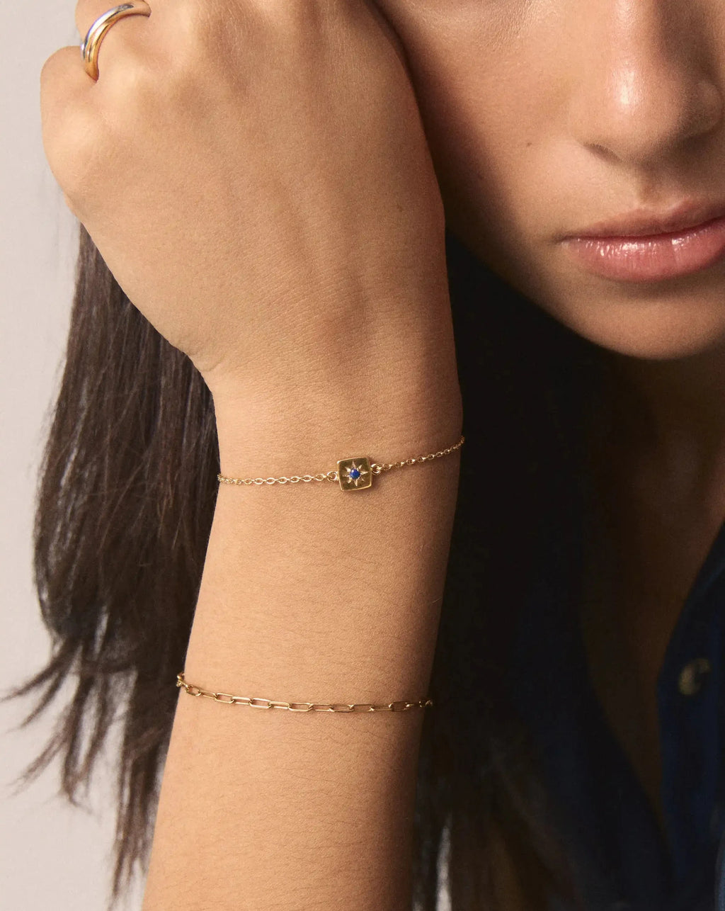 September Birthstone Slider Bracelet | 18ct Gold Plated/Lapis