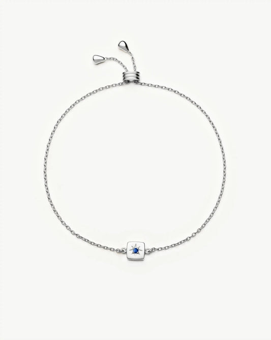September Birthstone Slider Bracelet | Silver Plated/Lapis