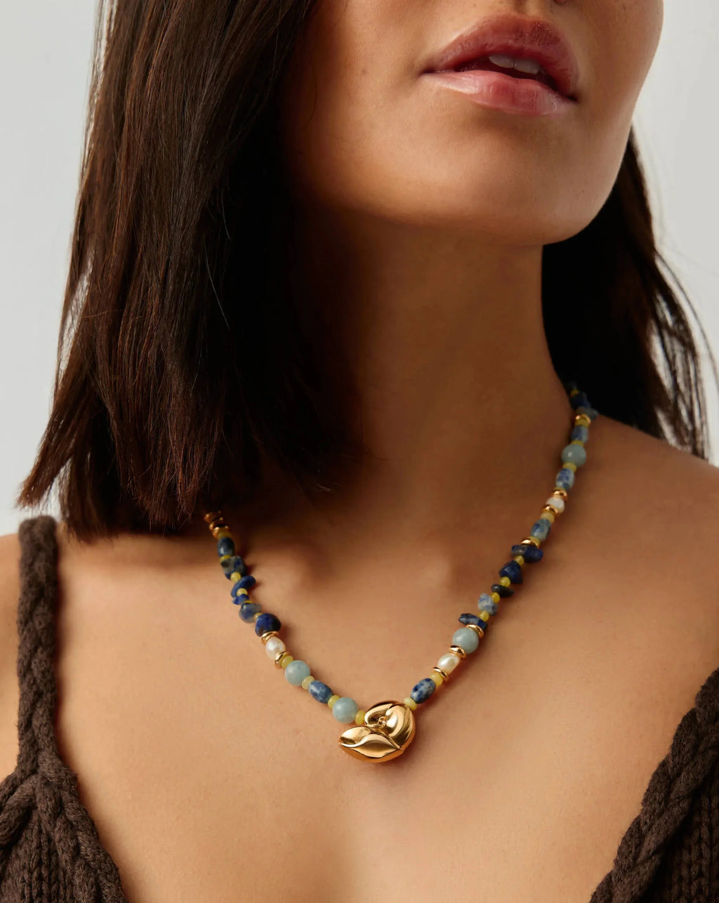 Shell Statement Multi Beaded Necklace | 18ct Gold Plated/Multi Gemstone