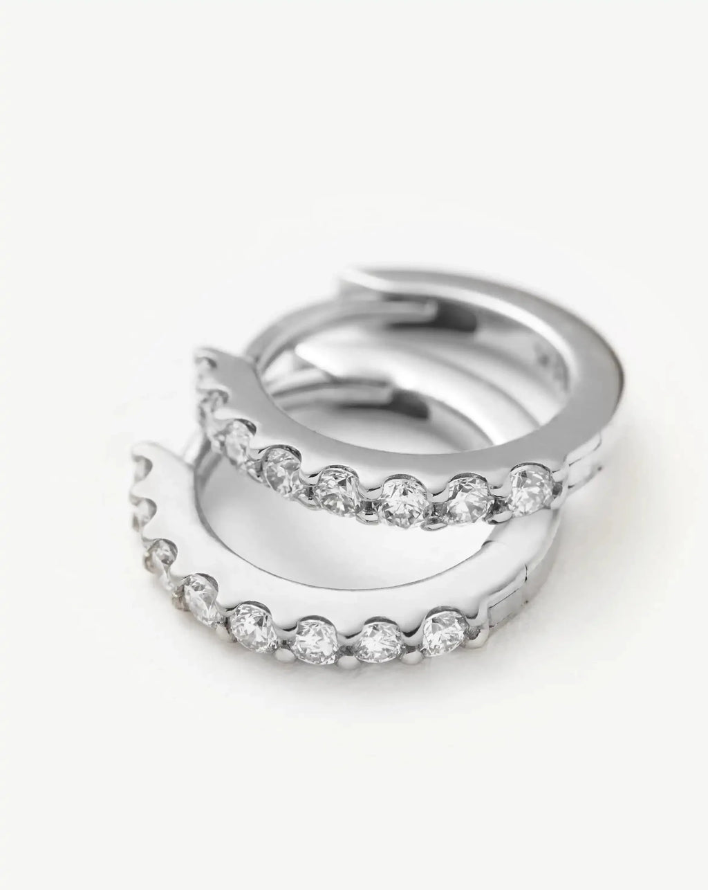 Solid Gold Classic Diamond Huggies | 9ct Solid White Gold/Diamond