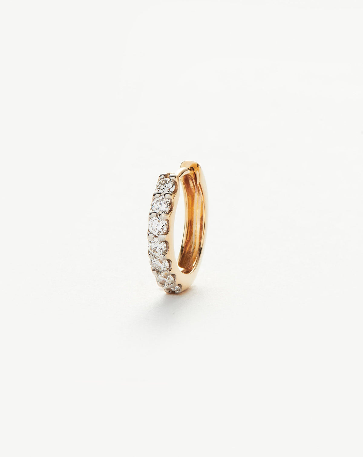 Solid Gold Classic Diamond Single Huggie | 9ct Solid Yellow Gold