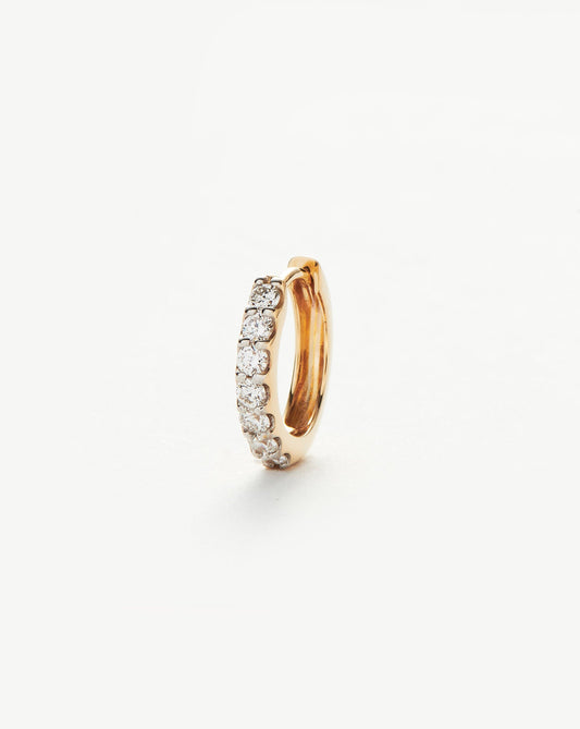 Solid Gold Classic Diamond Single Huggie | 9ct Solid Yellow Gold