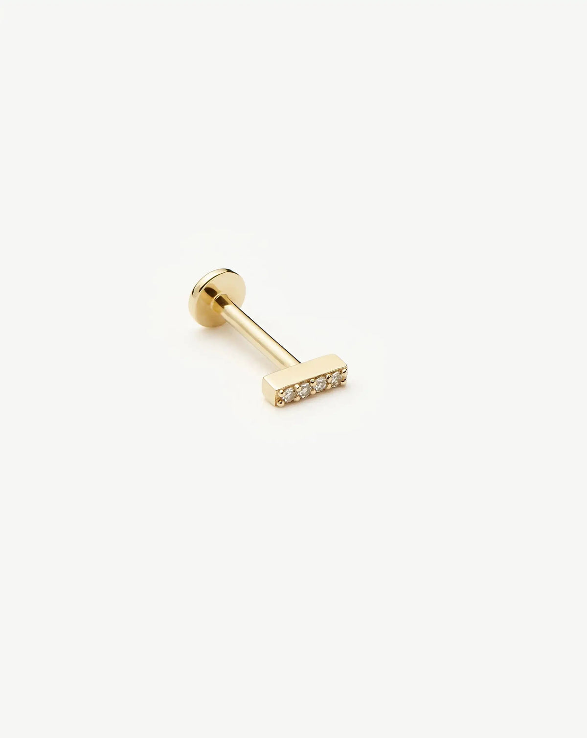 Solid Gold Diamond Bar Flat Back Stud Earring | 9ct Solid Yellow Gold/Diamond