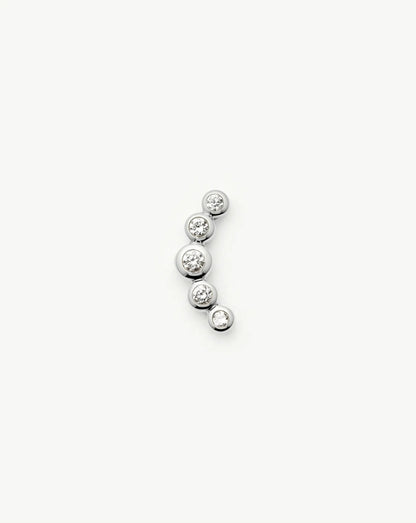 Solid Gold Diamond Ear Climber Flat Back Stud Earring | 9ct Solid White Gold