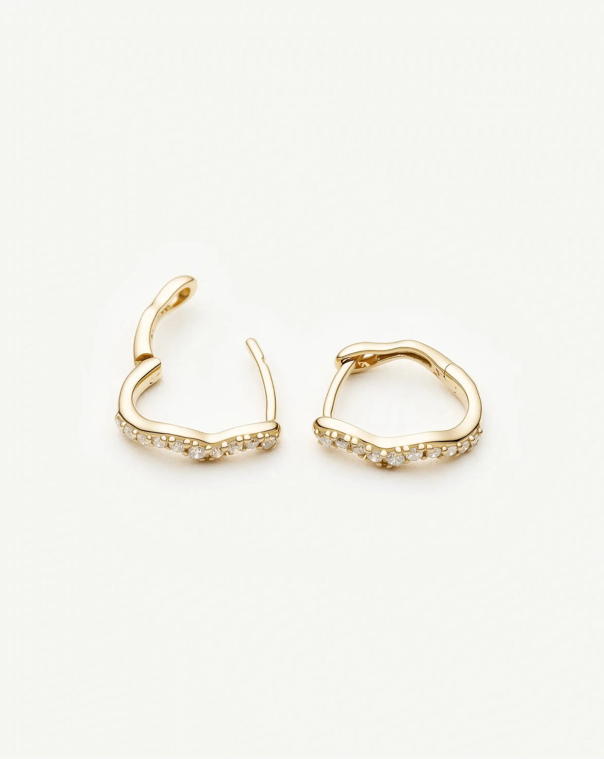 Solid Gold Diamond Molten Snow Huggie Earrings | 9ct Solid Yellow Gold/Lab Grown Diamonds