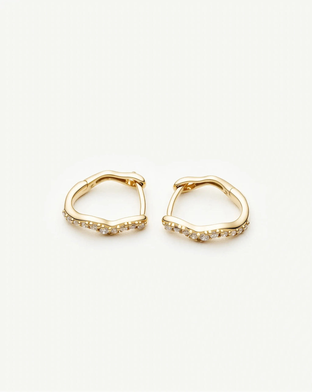 Solid Gold Diamond Molten Snow Huggie Earrings | 9ct Solid Yellow Gold/Lab Grown Diamonds