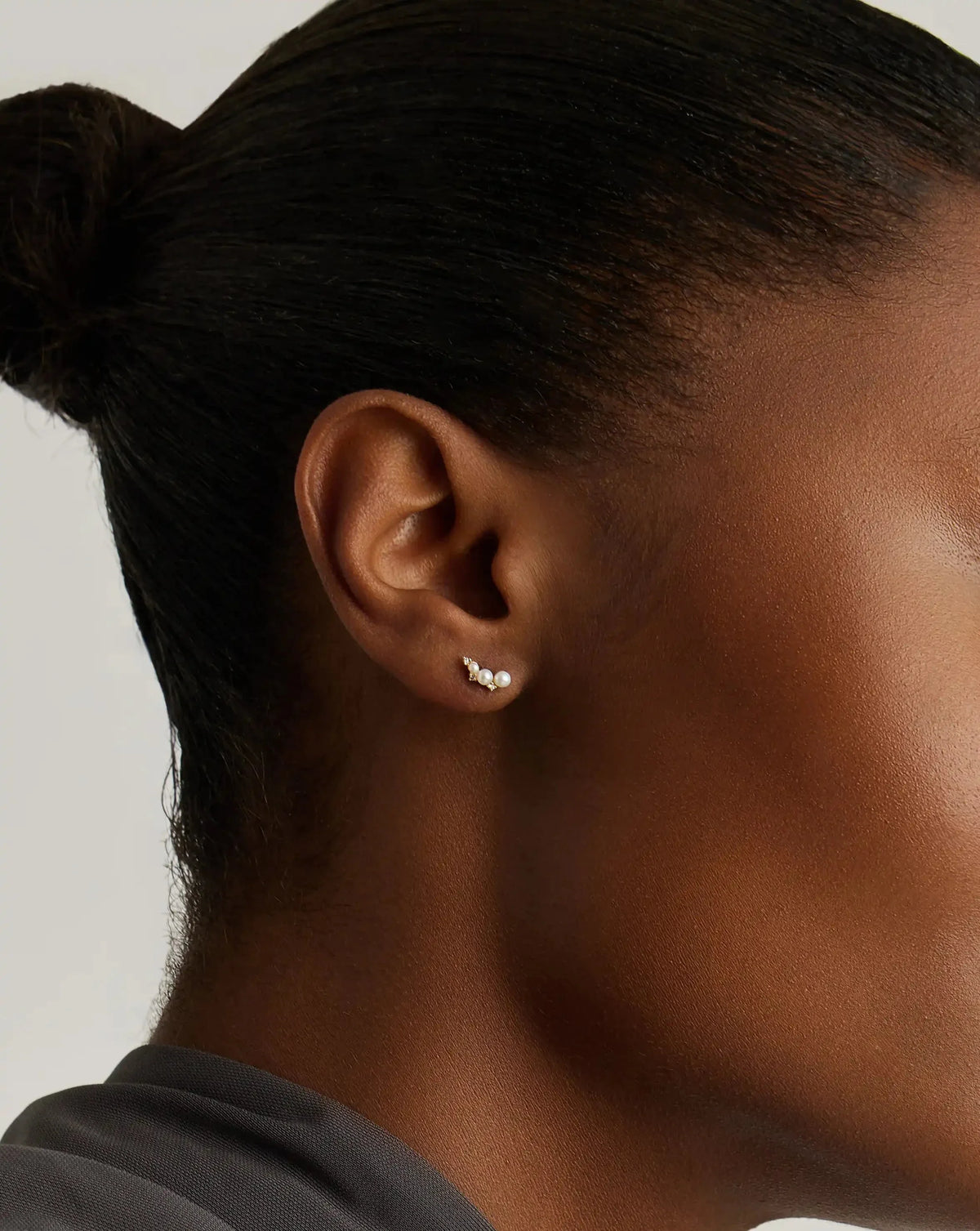 Solid Gold Diamond & Pearl Mini Climber Stud Earrings | 9ct Solid Gold/Pearl