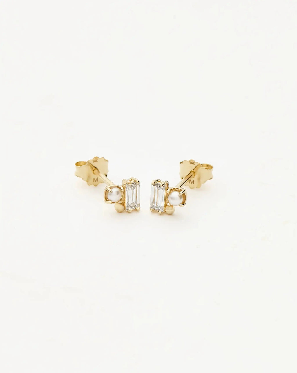 Solid Gold Diamond Pearl Stud Earrings | 9ct Solid Gold/Pearl