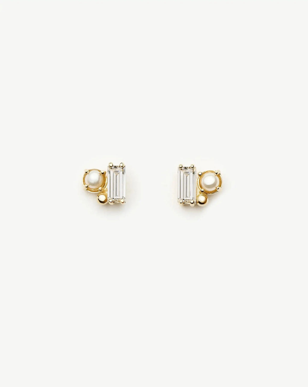 Solid Gold Diamond Pearl Stud Earrings | 9ct Solid Gold/Pearl