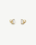 Solid Gold Diamond Pearl Stud Earrings | 9ct Solid Gold/Pearl