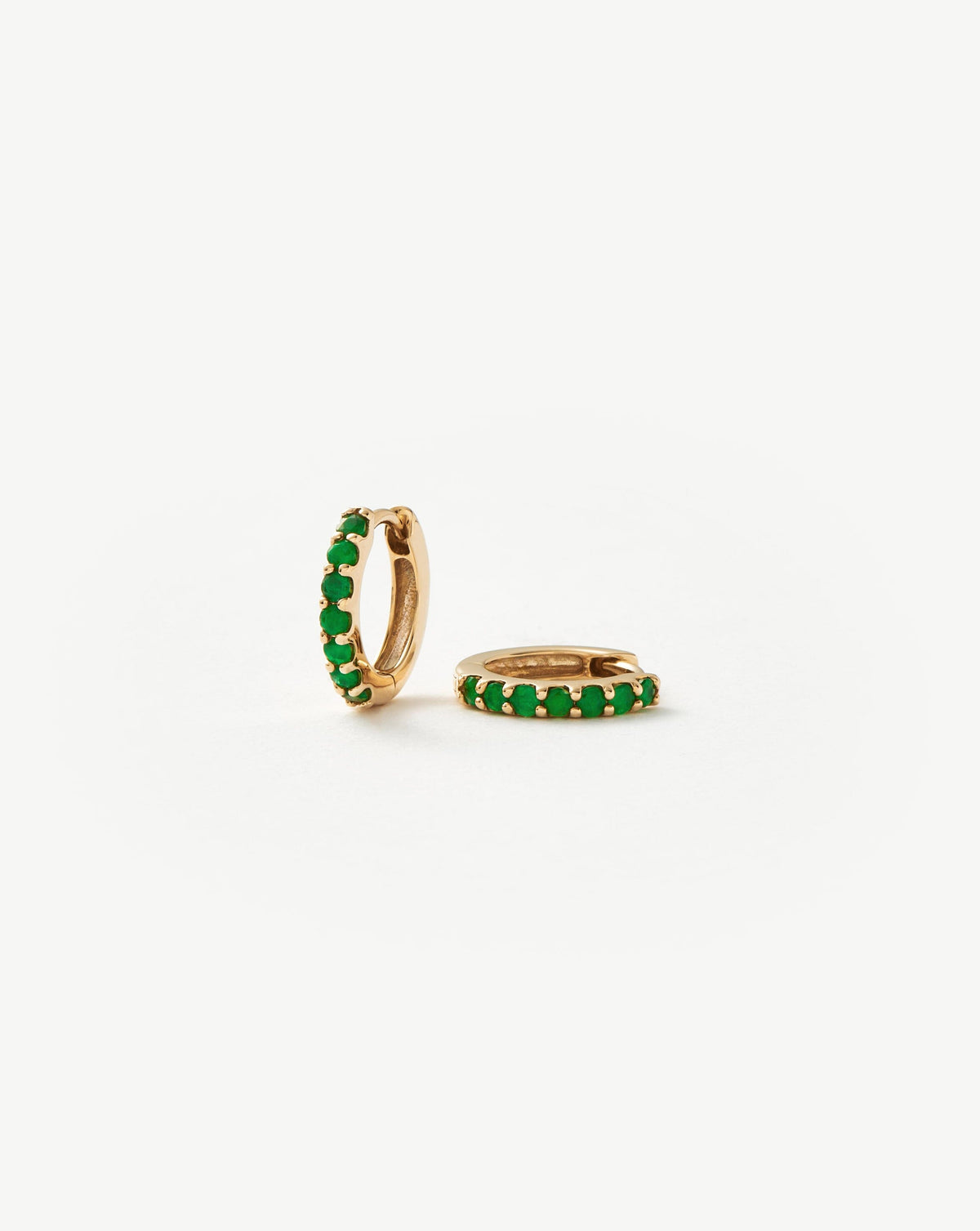 Solid Gold Emerald Huggies