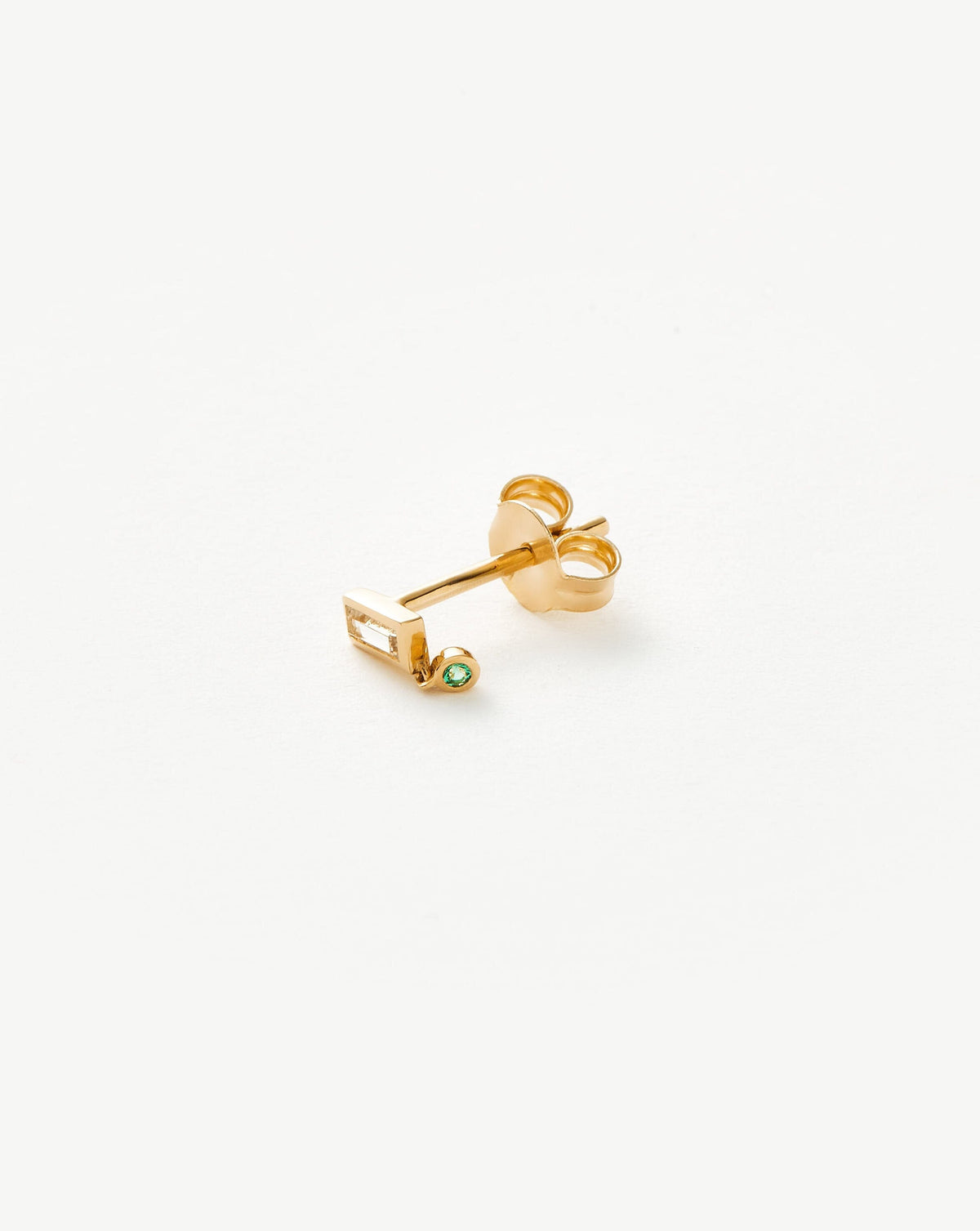 Solid Gold Emerald Single Drop Stud Earring