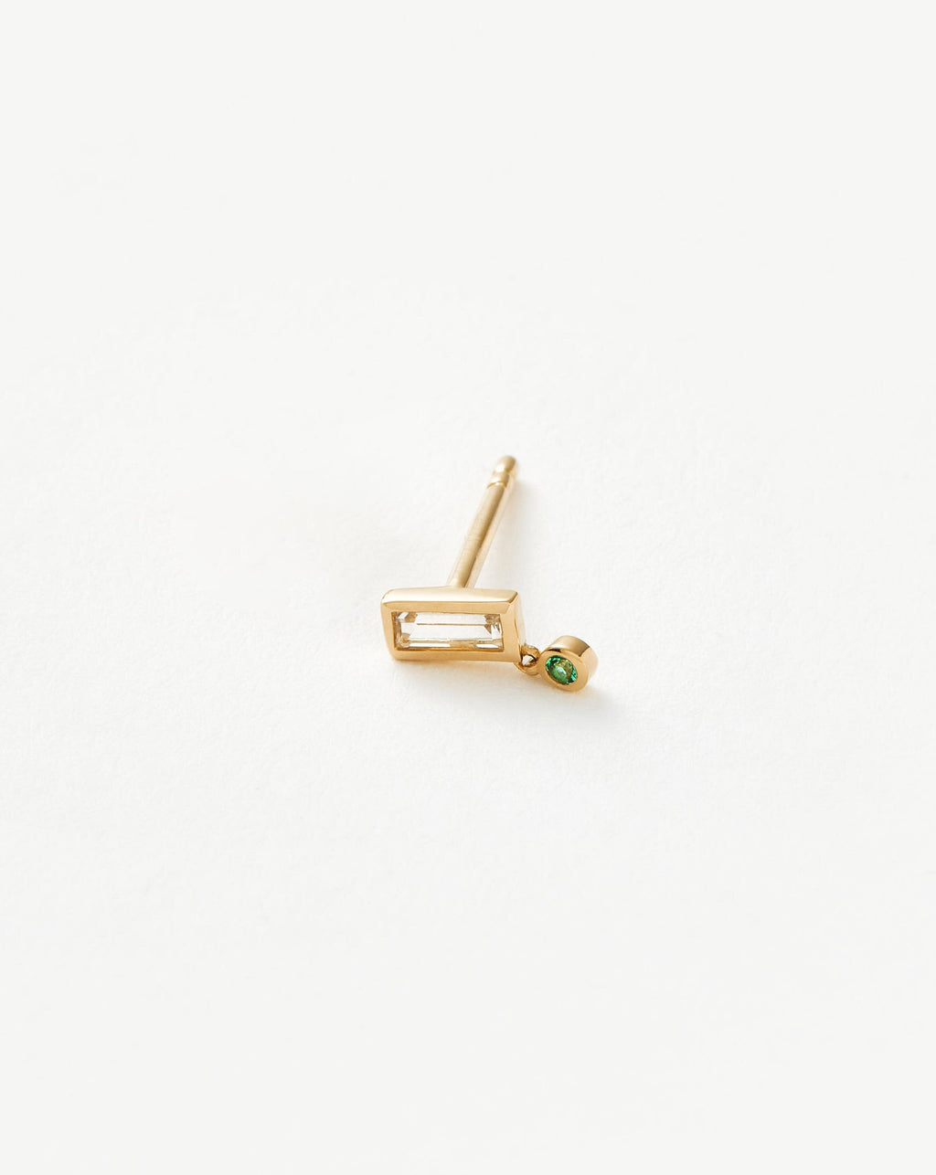 Solid Gold Emerald Single Drop Stud Earring