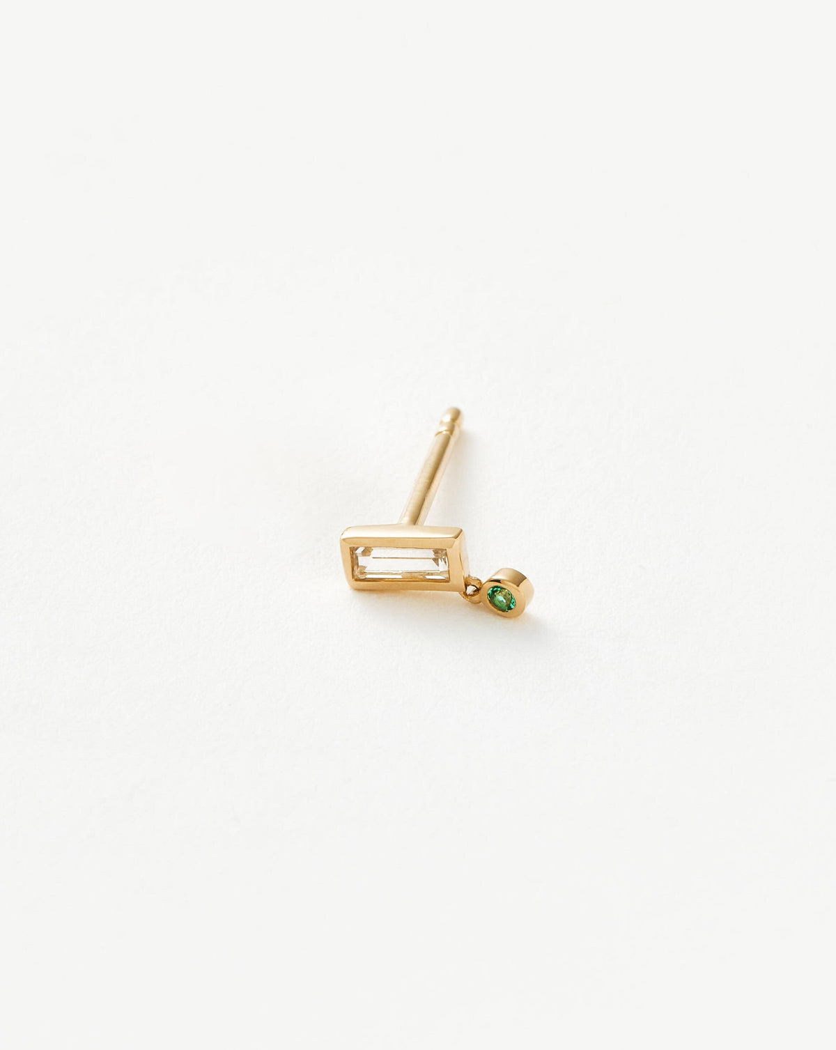 Solid Gold Emerald Single Drop Stud Earring