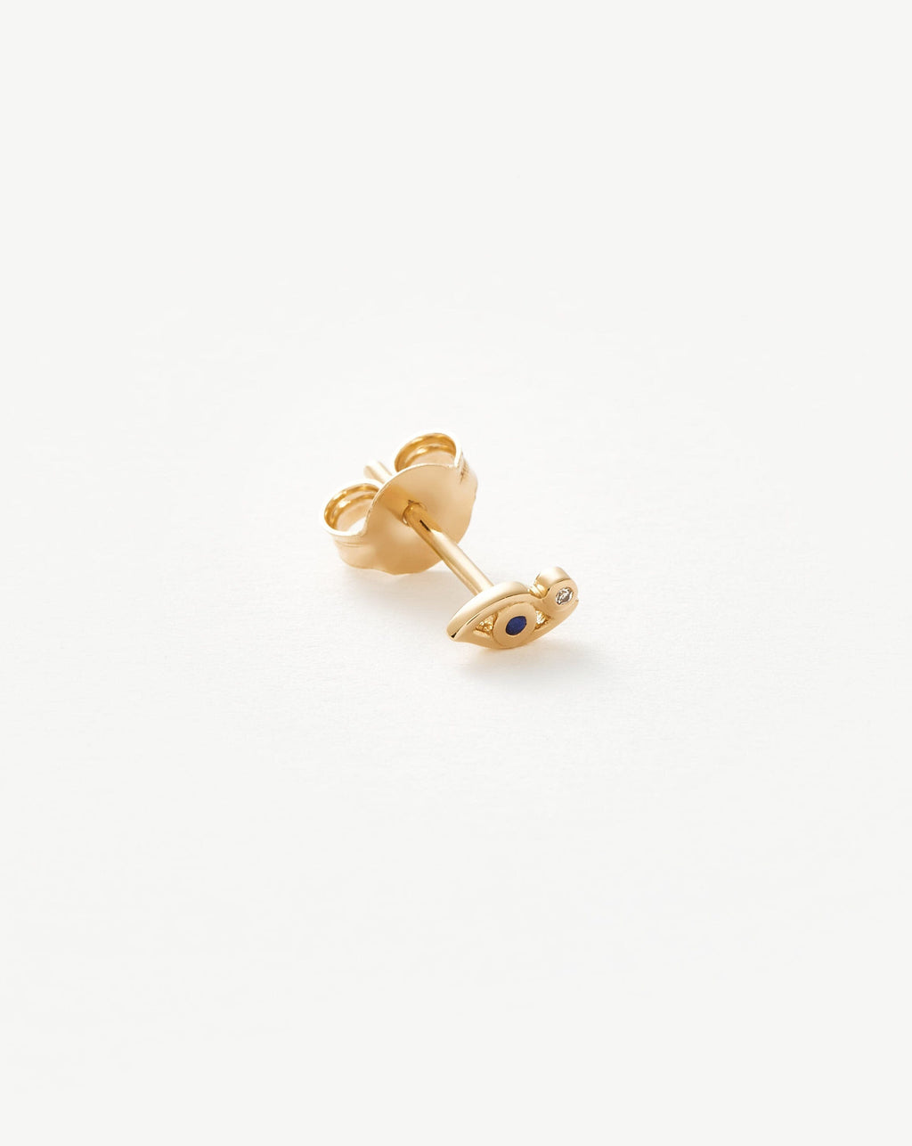 Solid Gold Evil Eye Single Stud Earring