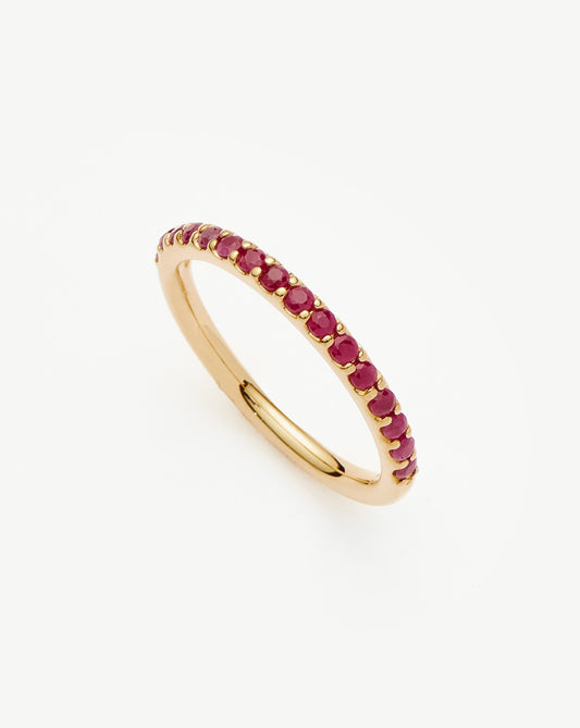 Solid Gold Half Eternity Ruby Ring | 9ct Solid Yellow Gold/Ruby
