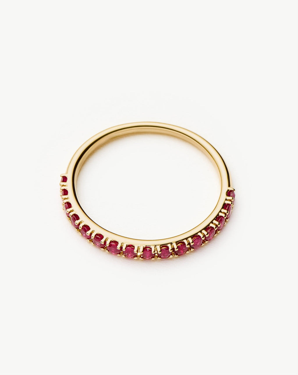 Solid Gold Half Eternity Ruby Ring | 9ct Solid Yellow Gold/Ruby