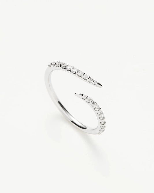 Solid Gold Open Claw Ring | 9ct Solid White Gold/Diamond