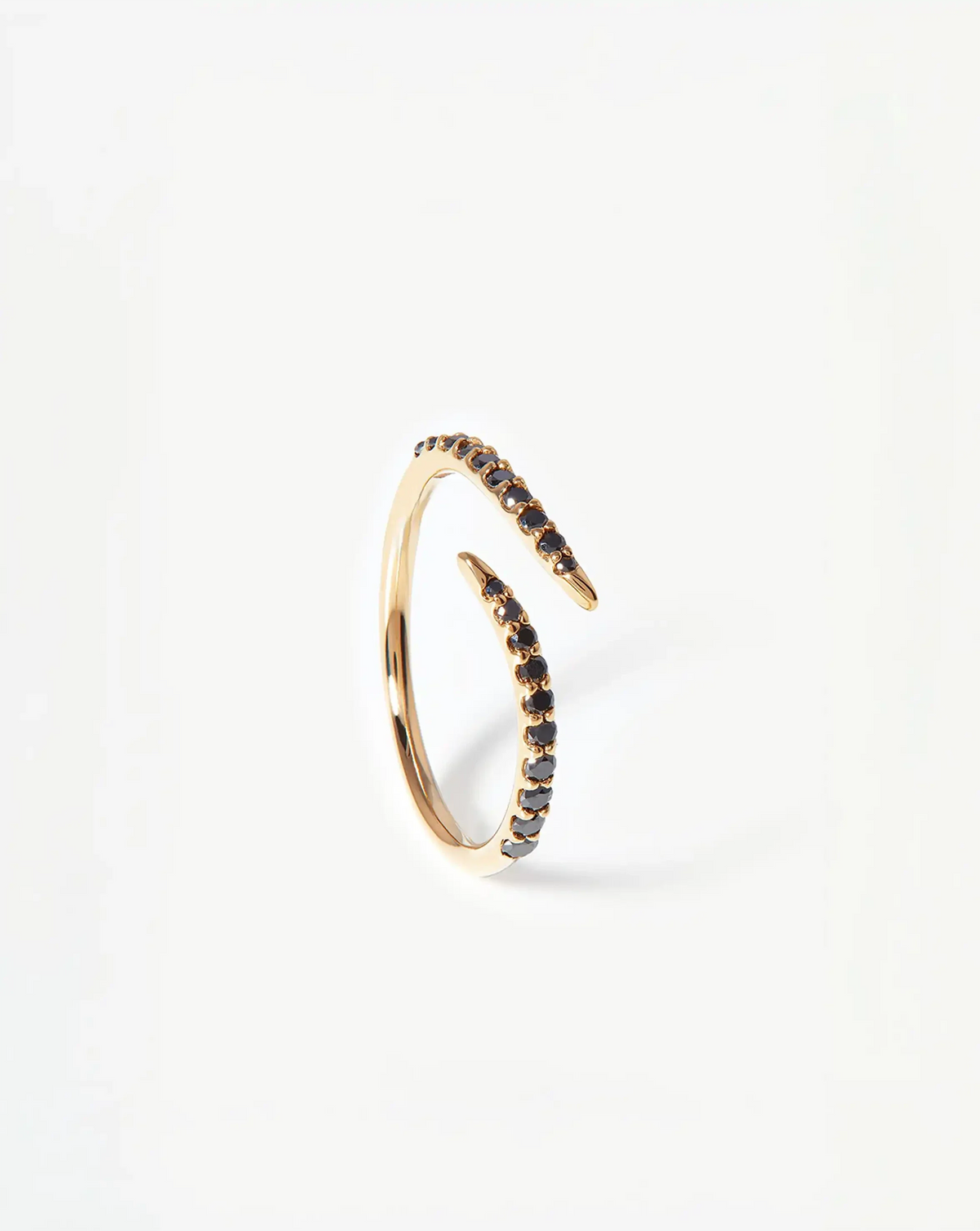 Solid Gold Open Claw Ring | 9ct Solid Yellow Gold/Black Diamond